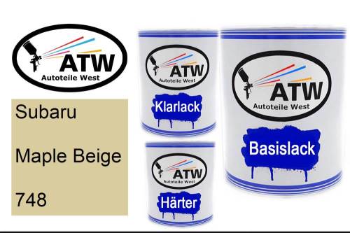 Subaru, Maple Beige, 748: 1L Lackdose + 1L Klarlack + 500ml Härter - Set, von ATW Autoteile West.
